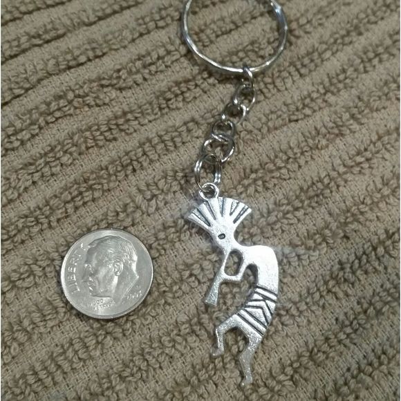 Kokopelli deity Keychain native American w newly added stones & charms - Picture 4 of 7